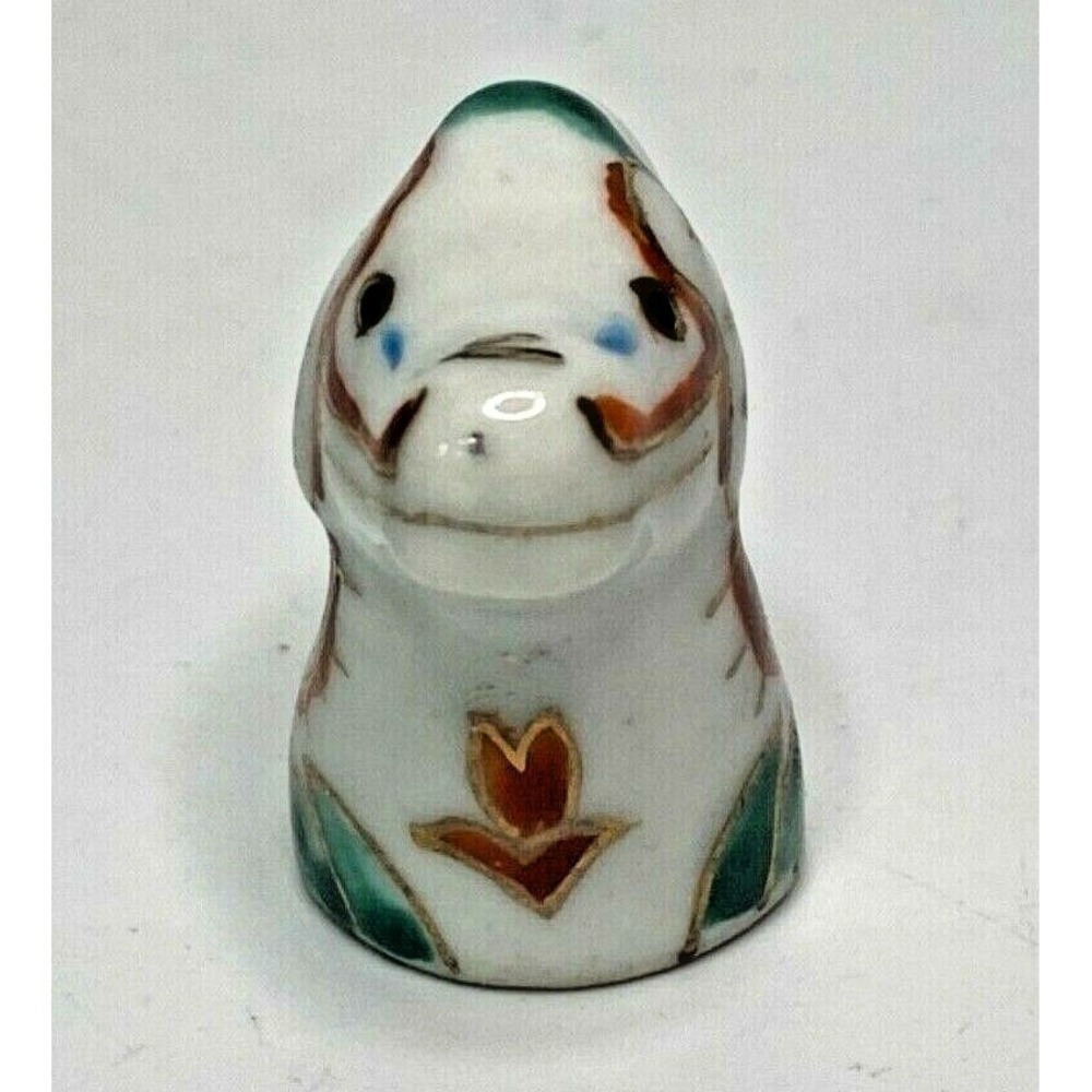 Vtg Chinese Hand Painted Zodiac Animal Shaped Thimble Porcelain "Dragon" U185